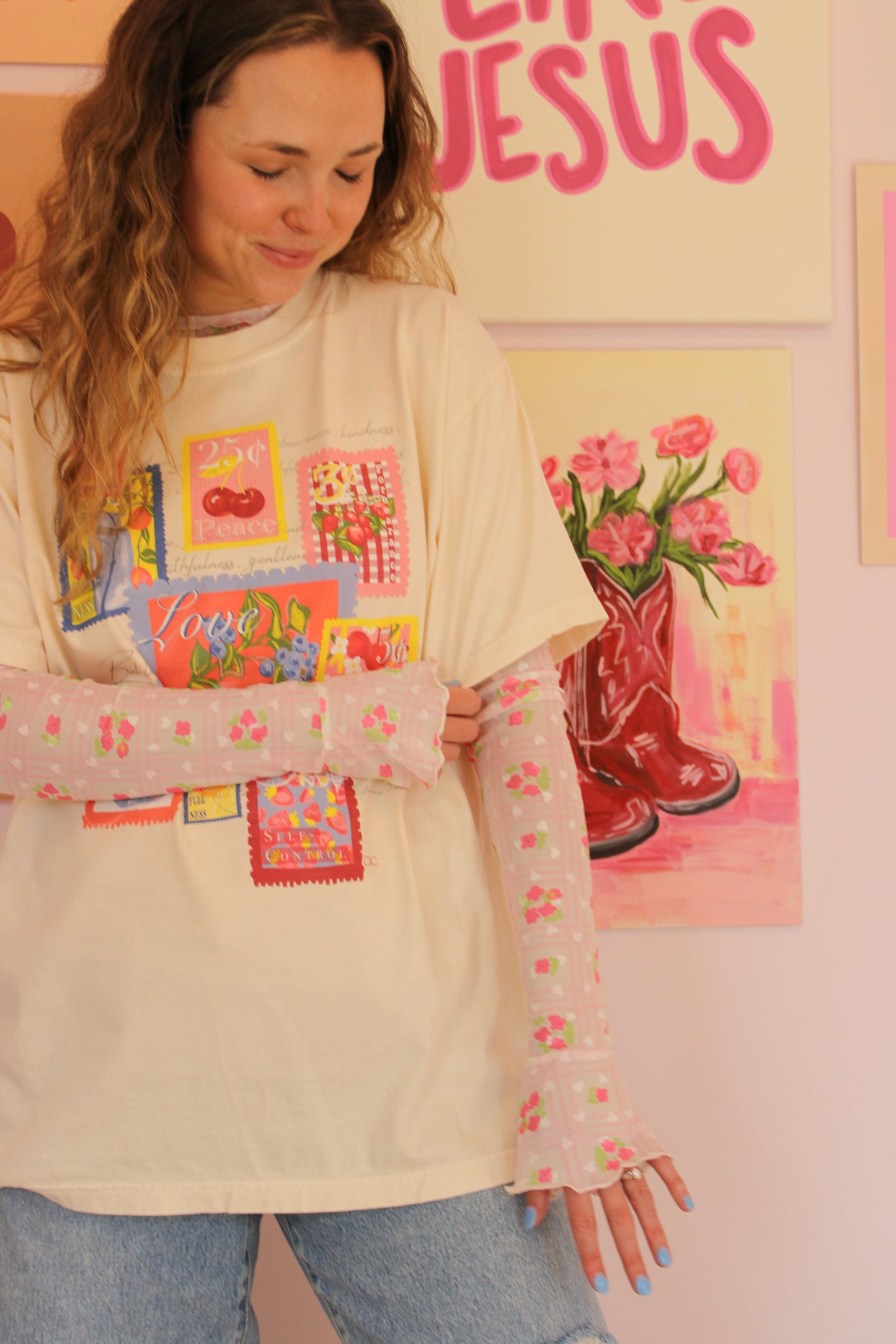 Floral Mesh Layering Top