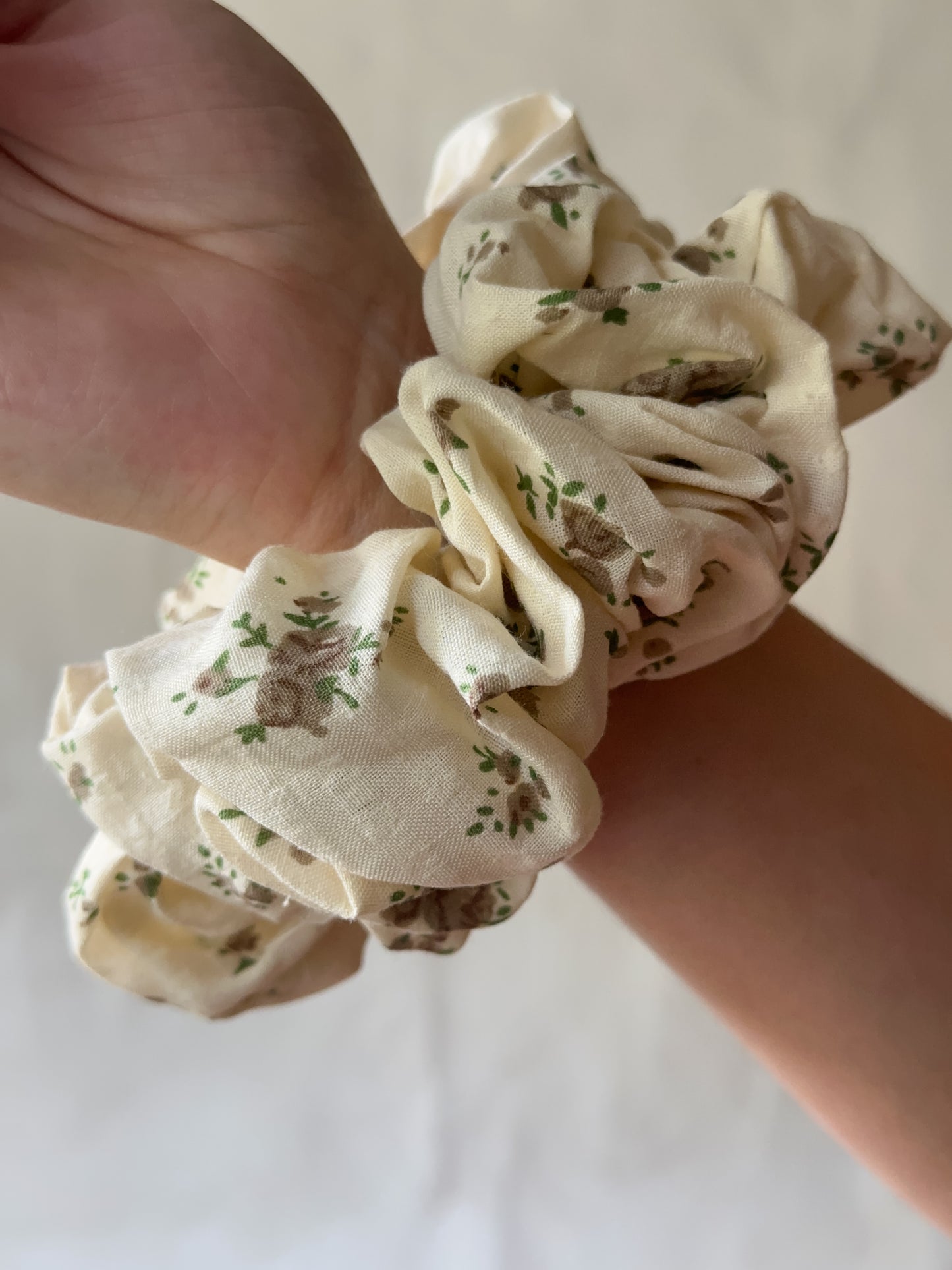 Neutral Floral Jumbo Scrunchie