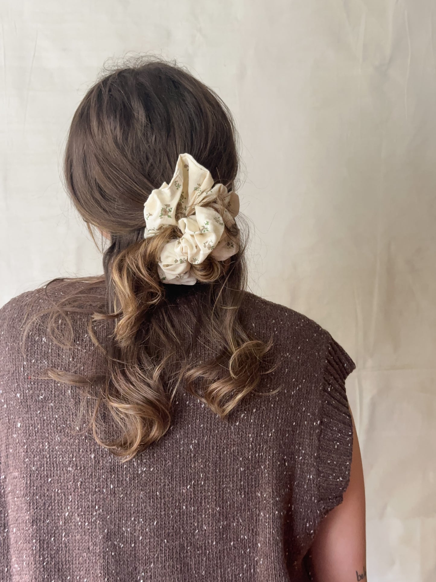 Neutral Floral Jumbo Scrunchie