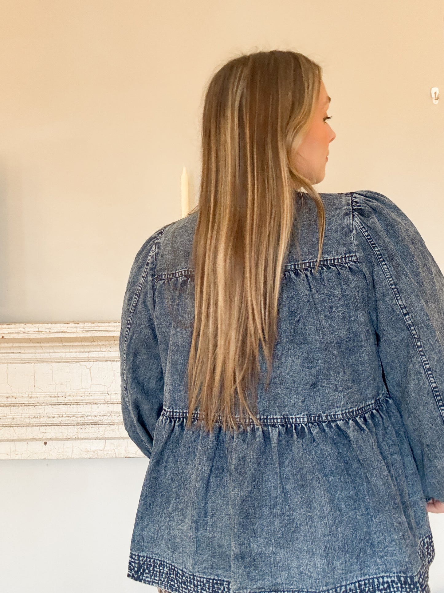Forever Yours Denim Babydoll Blouse
