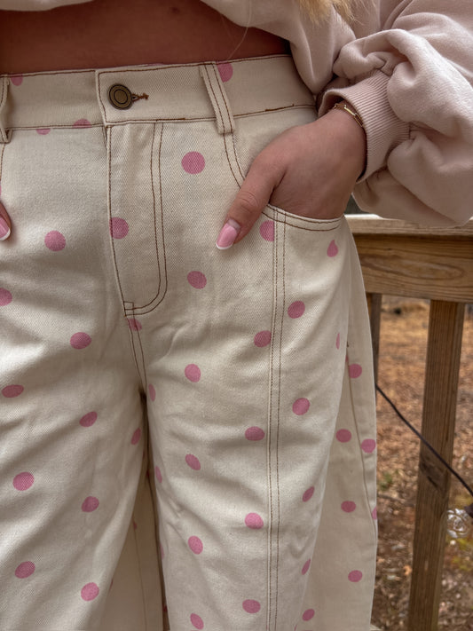 Love You Dots Wide Leg Pants