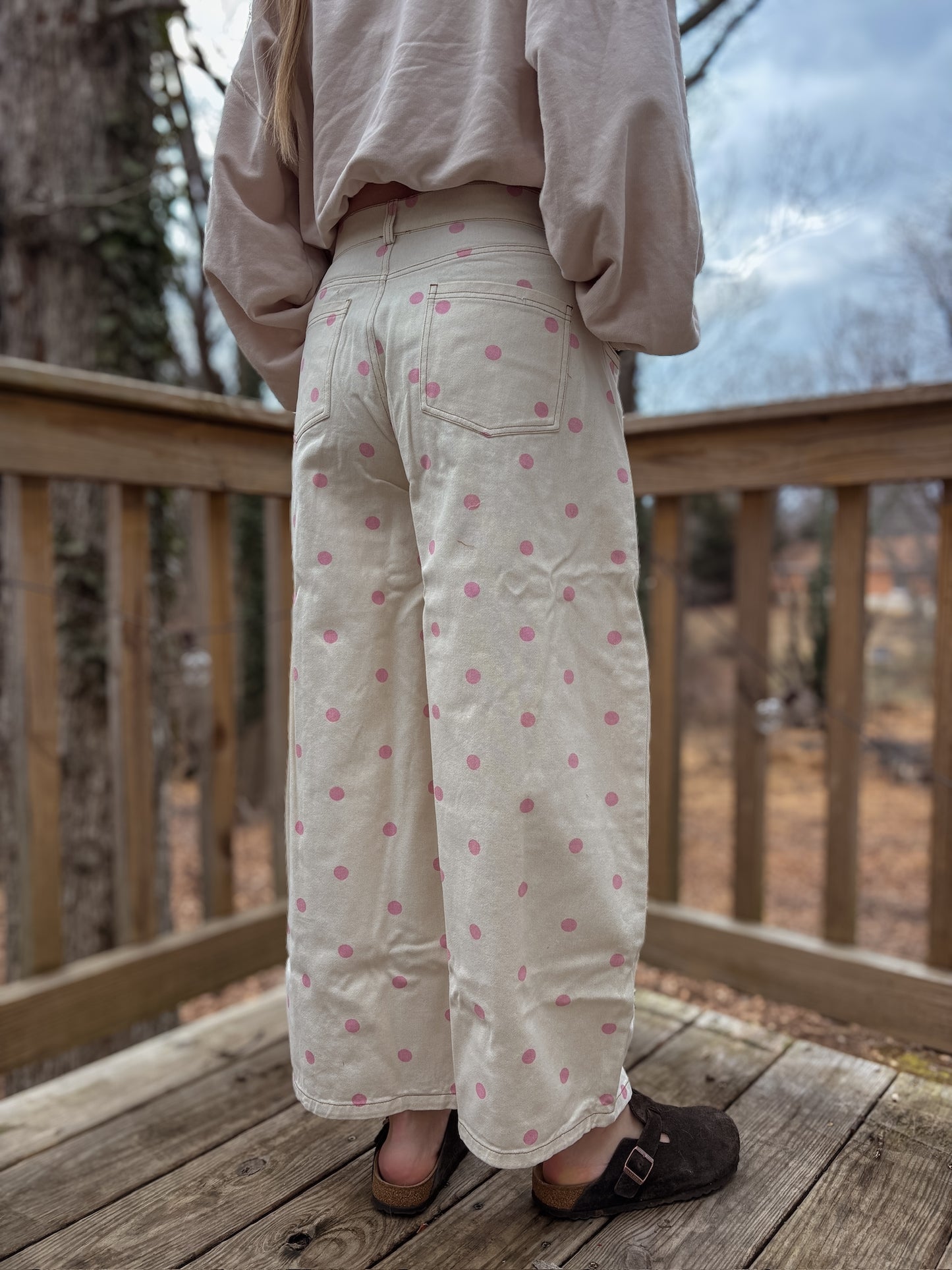 Love You Dots Wide Leg Pants