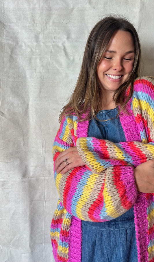 Bonfire Babe Multi Striped Cardi