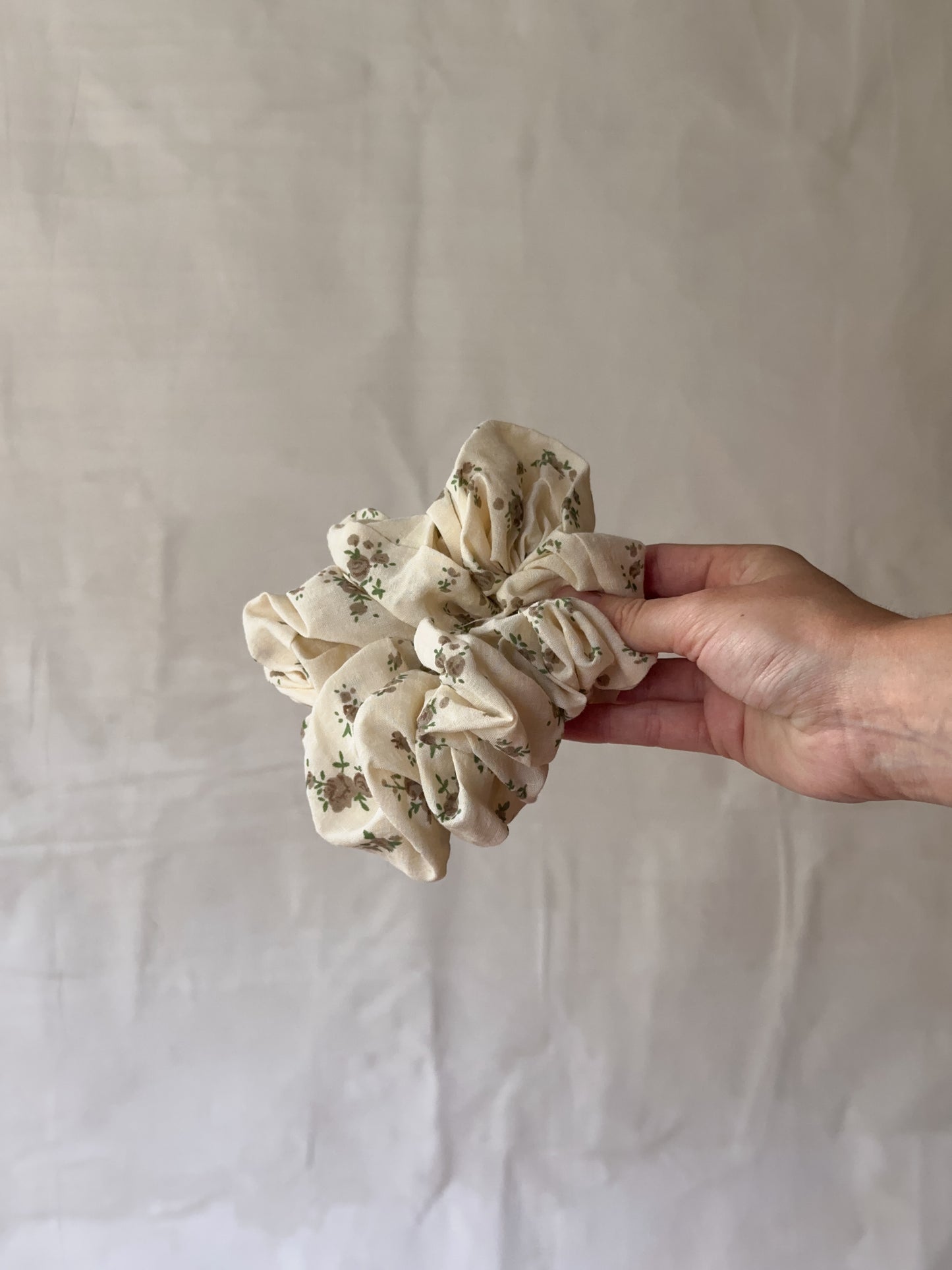 Neutral Floral Jumbo Scrunchie