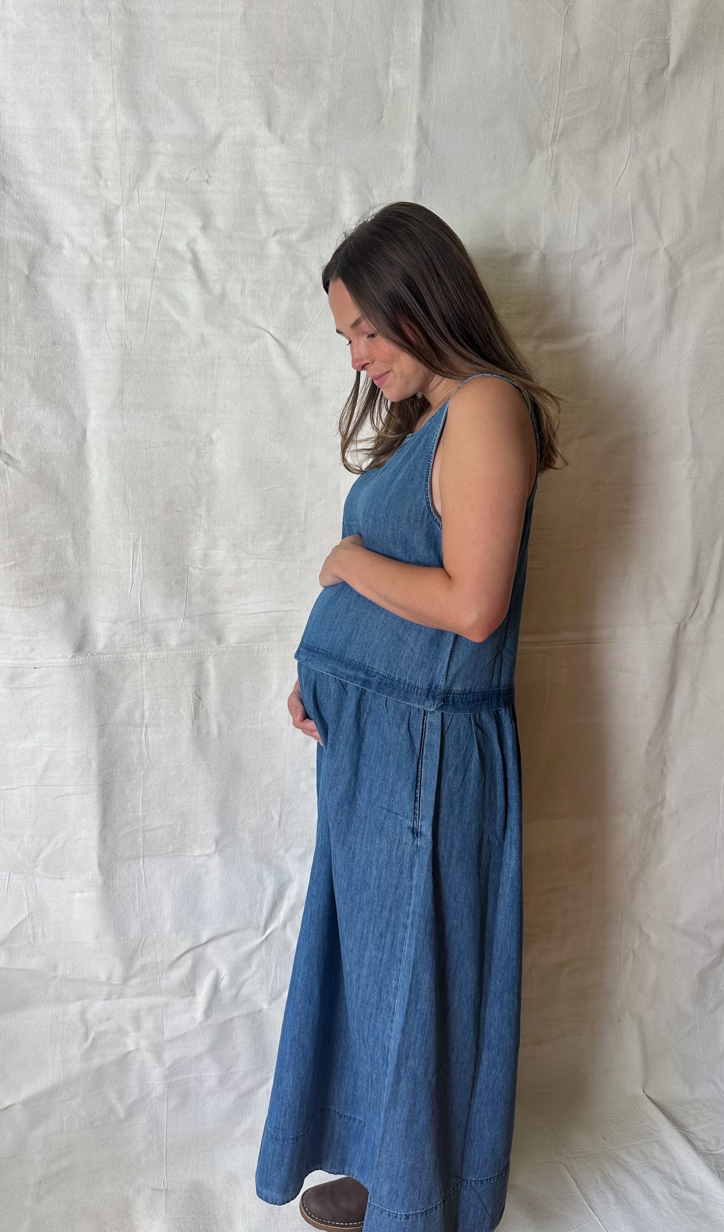 Cider Season Denim Midi Dress