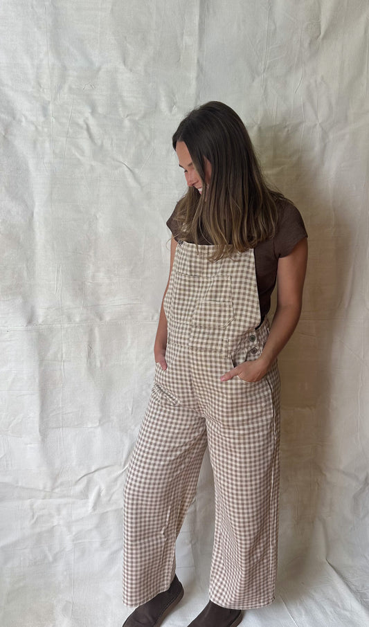 Maple Gingham Overalls