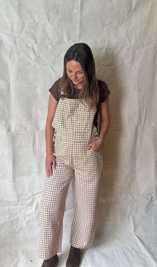 Maple Gingham Overalls
