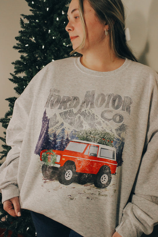 Ford Bronco Vintage Winter Sweatshirt - ASH
