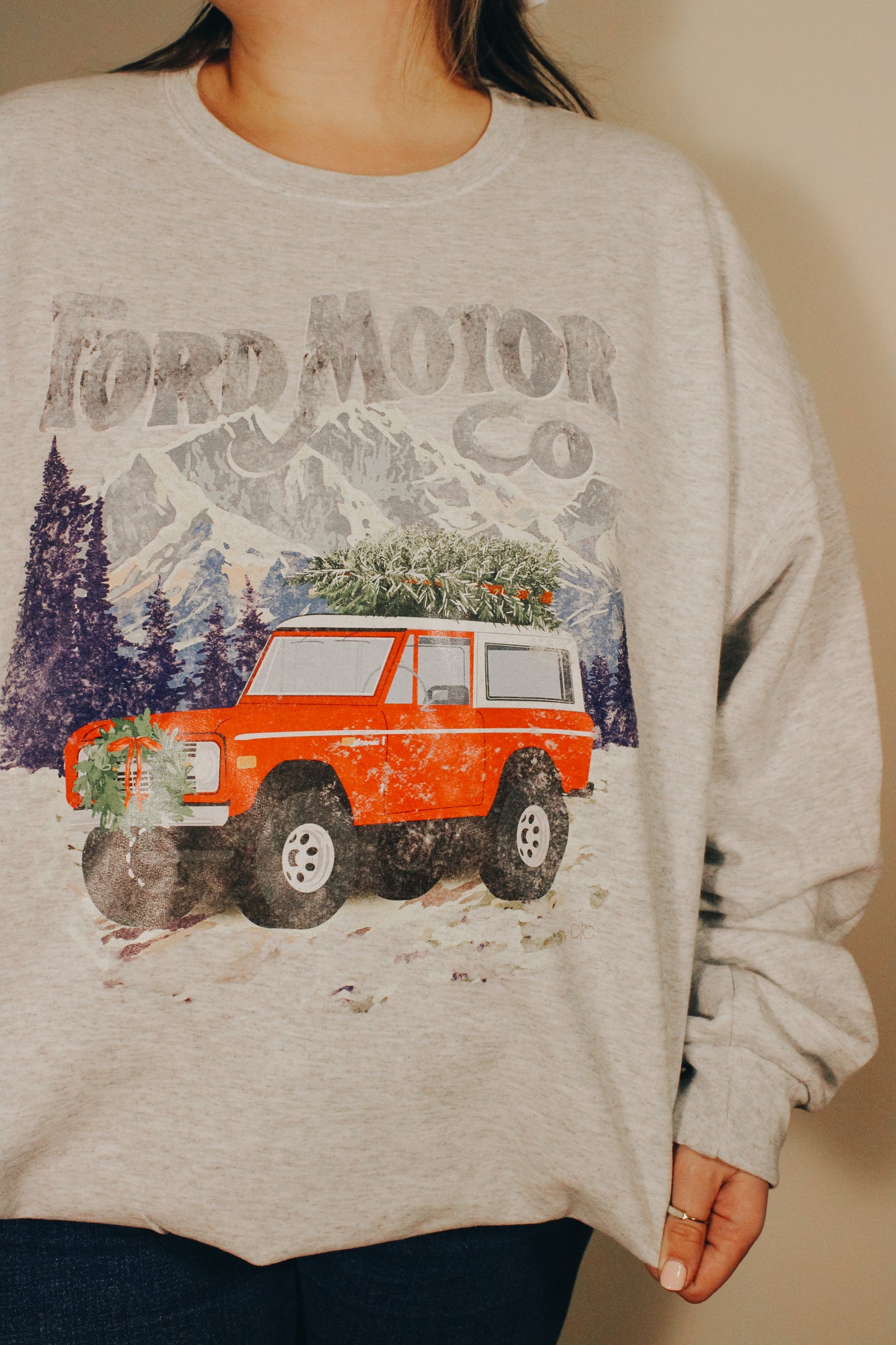 Ford Bronco Vintage Winter Sweatshirt - ASH