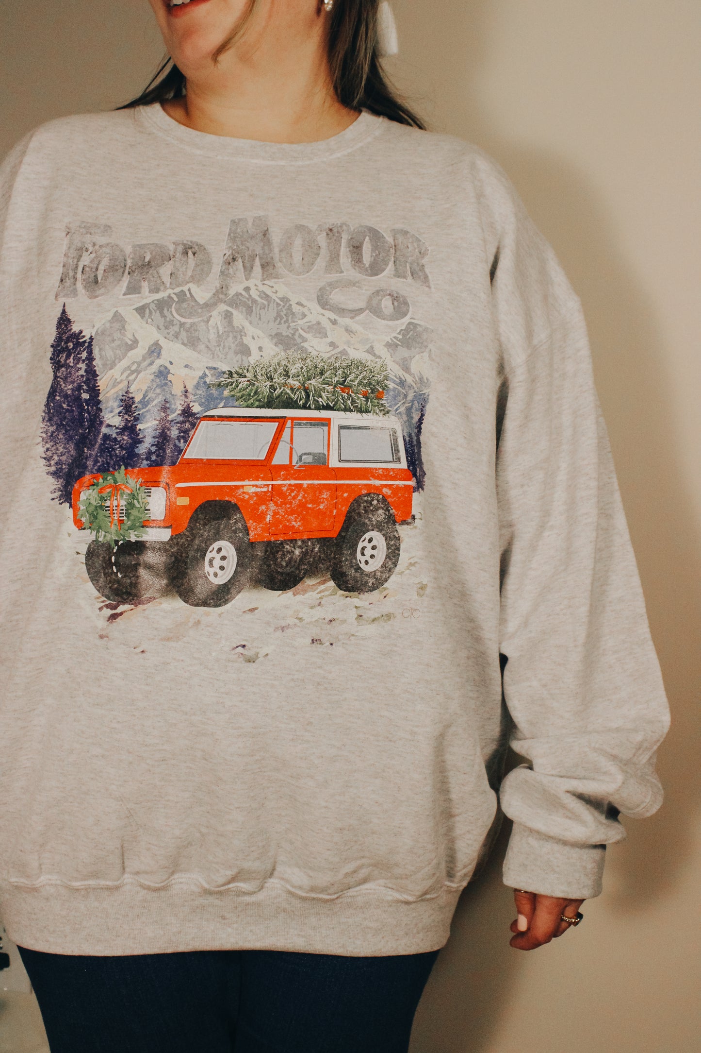 Ford Bronco Vintage Winter Sweatshirt - ASH