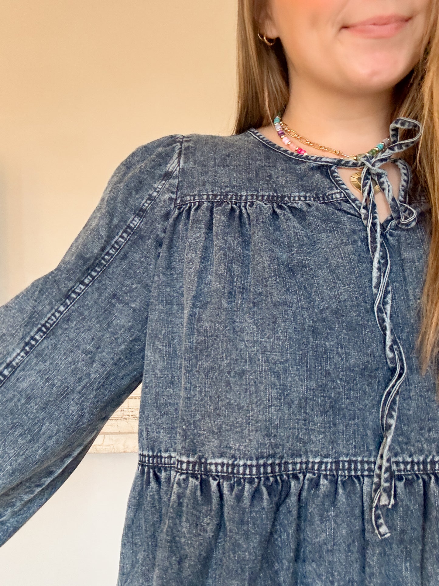 Forever Yours Denim Babydoll Blouse